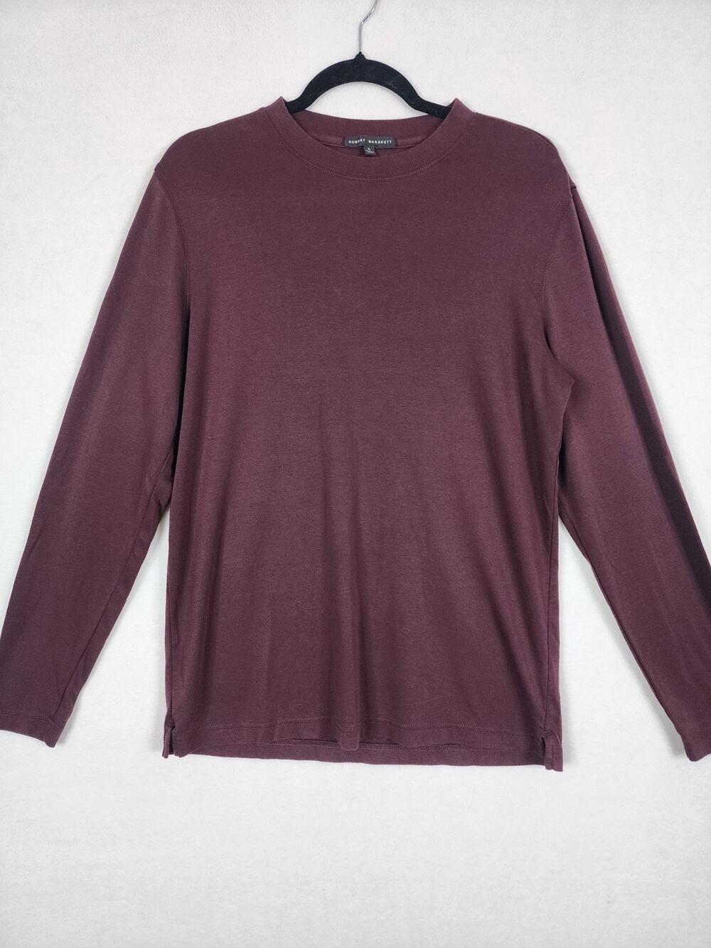 Robert Barakett Pima Basic Minimalist Tee Long Sleeve Casual Deep Bordeaux Large